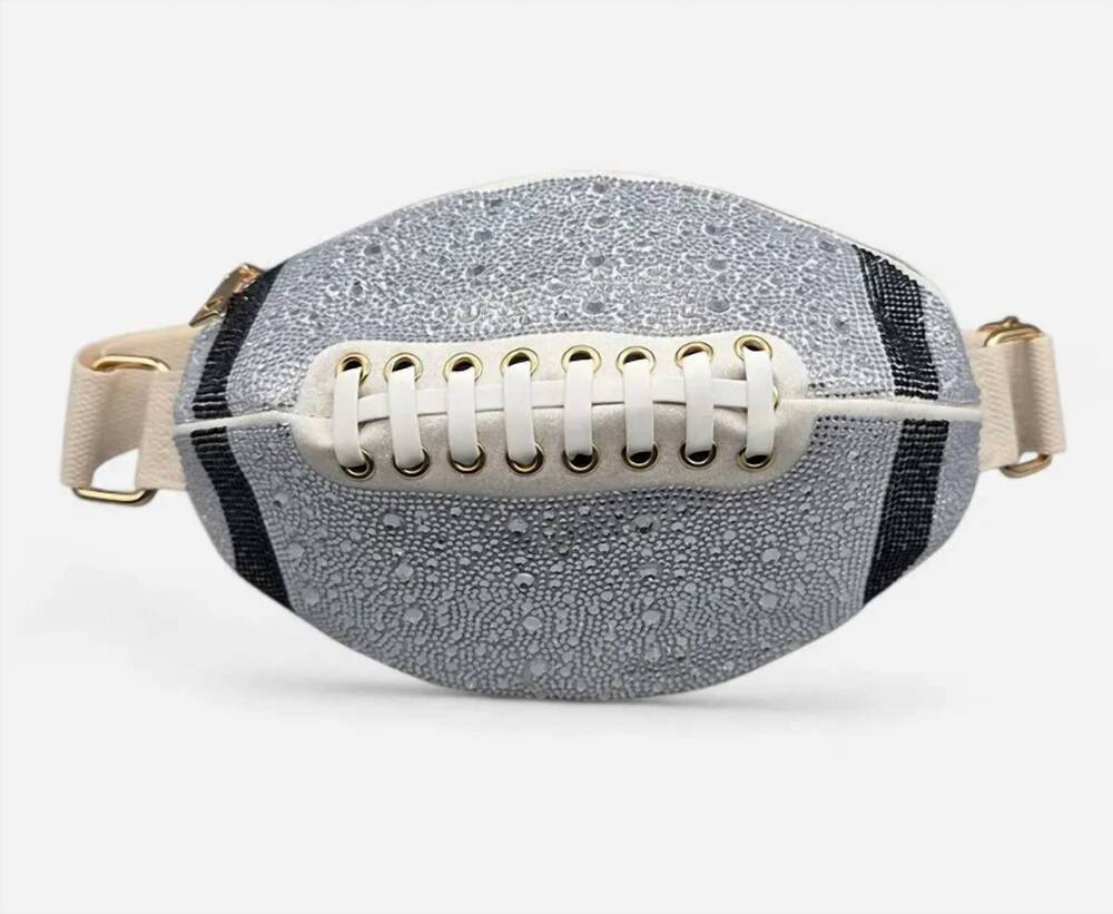 NEW SENSIBLING CORP women's bling studded game day football shape crossbody bag